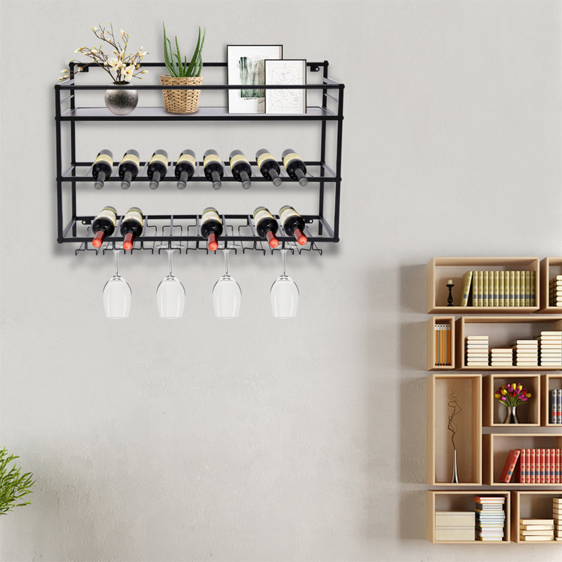 17 Stories 31 Inch Wall Mounted Wine Display Shelf Wayfair